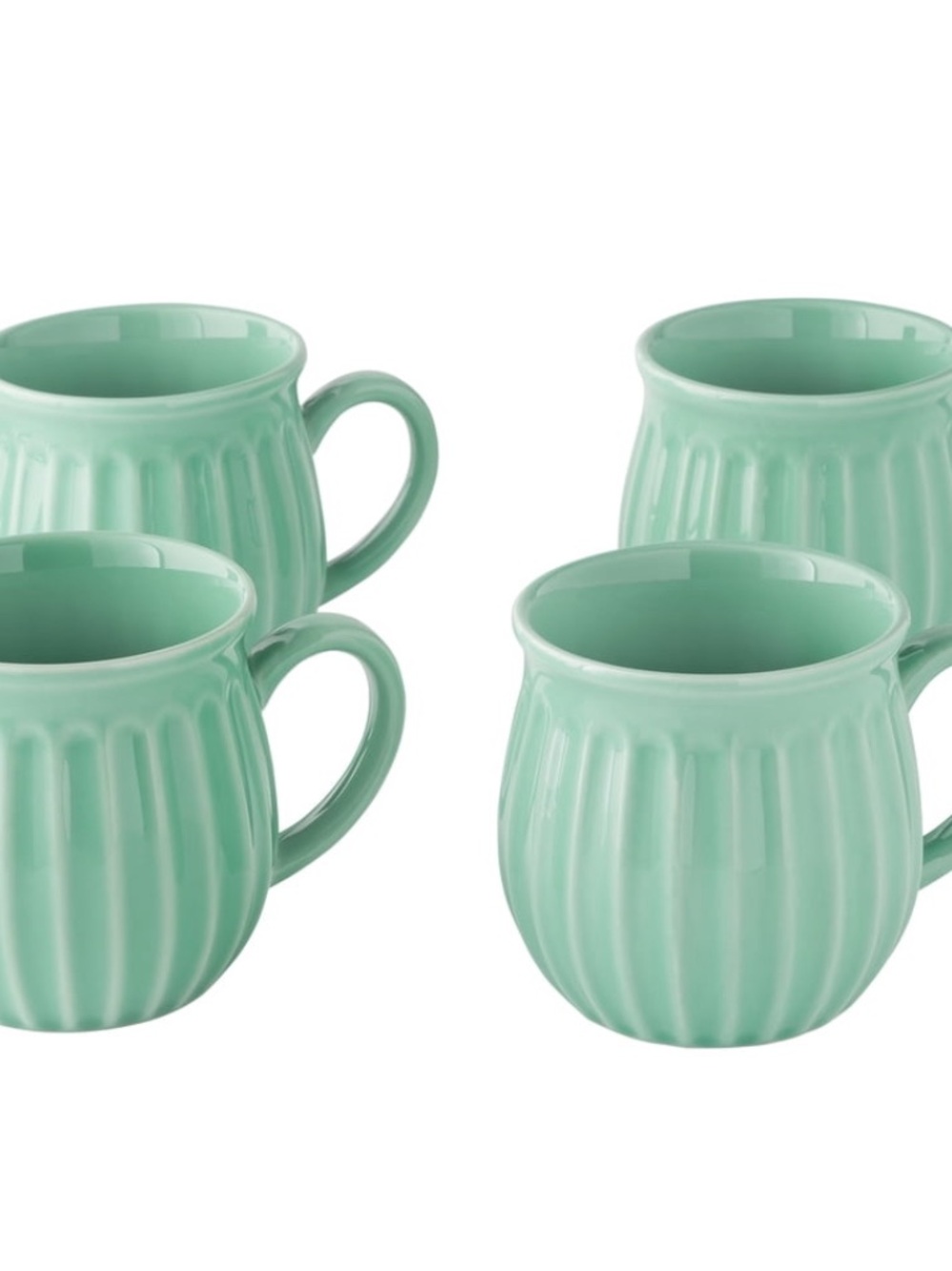 The Pioneer Woman Mint Green Ribbed Ceramic Mugs - Set of 4